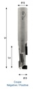 Mèche à défoncer Diamant ( H=2.5) Finition Ø16 LC.45 LU.45 LT.105 Q16 Z1+1 Hél. Positive/Négative (LP=7) Rot.Droite - Corps Acier