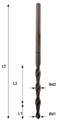 Mèche à percer HW brasé Débouchant Ø5 LU.27 LT.57.5 Q10 Méplat Z2 Rot.Gauche 