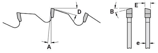 Lame circulaire HW Ø500 Ep.4.4 x 3.0 Z60 Dent.B.Alternée (WZ) Négatif d30 TE03 (2/10/60)