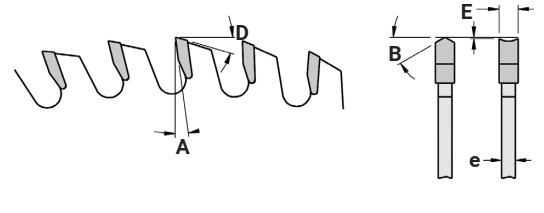 Lame circulaire HW Ø250 Ep.3.2 x 2.2 Z48 Dent.Gouge Conique (HZ/DZ) Positif d30 TE02 (trio)