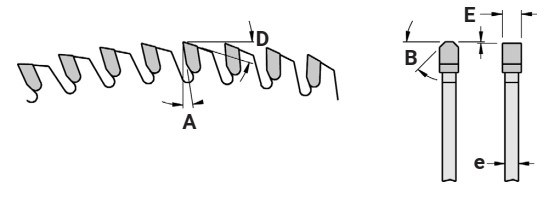Lame circulaire   HW  Ø 300  Ep. 3.2  x 2.2  Z 96  Dent. Trap.Plate (FZ/TR)   +10°  d 30 TE02 (trio)