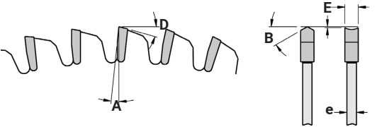 Lame circulaire HW Ø250 Ep.3.2 x 2.2 Z48 Dent.Gouge Conique (HZ/DZ) Négatif d30 TE02 (trio)