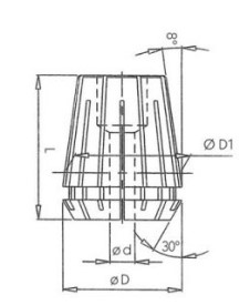 Pince de serrage EOC25 (GRS25) d7-6.5 D.35 LT.52 