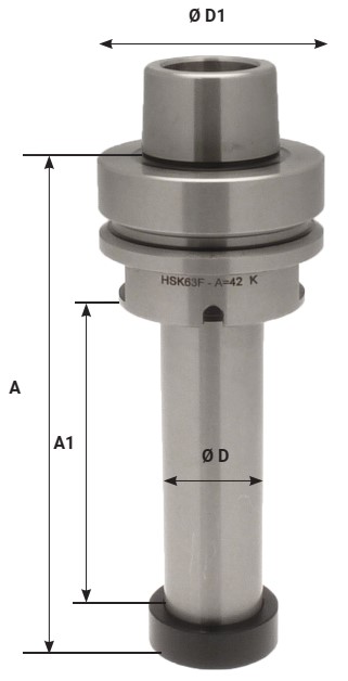 Arbre porte-fraise HSK63F A=33 LU.83 Arbre Ø30 Bride mâle Rot.Droite 