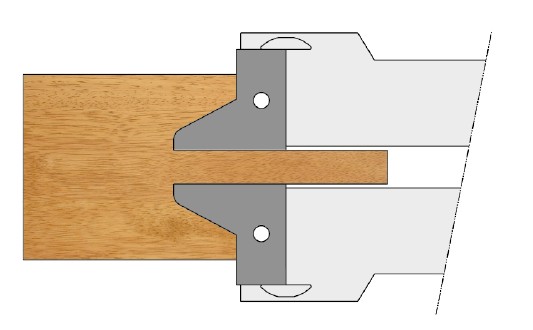 P.O. à contre-profiler à plaquettes HW 1/4 de rond Profil C (R8 - Avt.10) Ø300 d50 Z3 Rot.Droite Tr.Dessus Tenon long