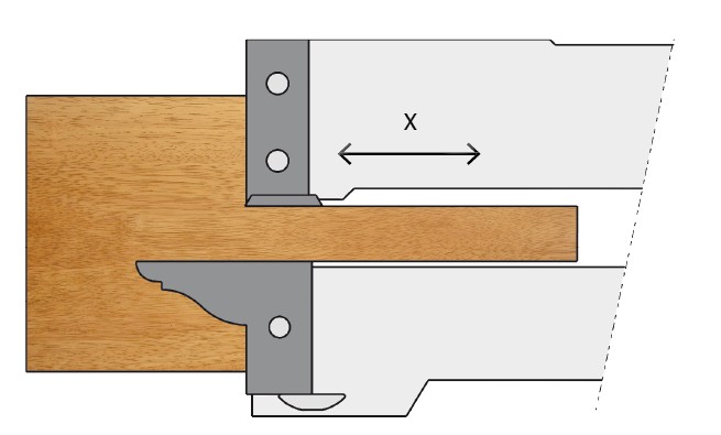 P.O. à tenonner extensible à plaquettes HW Ø280-330 LU.28 d50 Z2+2 Biaise négative Rot.Droite Tr.Dessus COMPLET