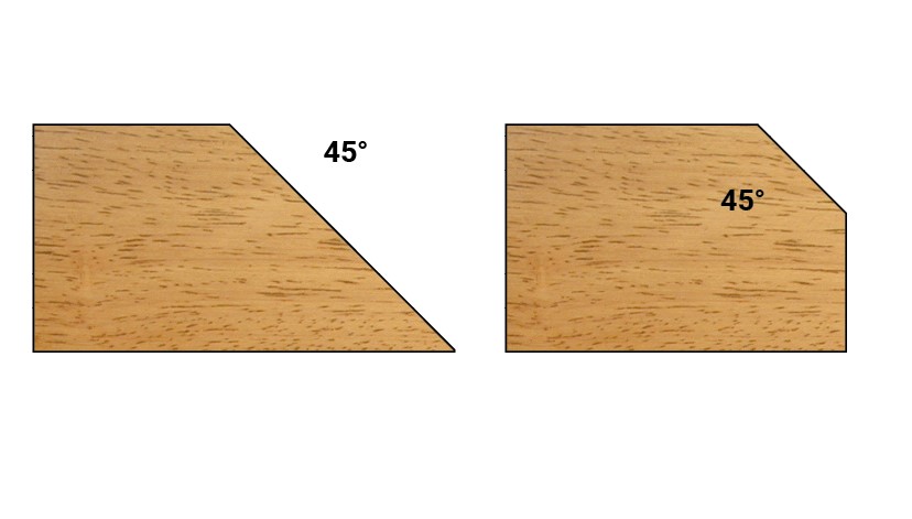 Mèche à profiler   à plaquettes HW   Chanfrein   45°  Ø 42.2  LC. 21  LU. 21  LT. 75  Q 12  Z 2  Rot. Droite 
