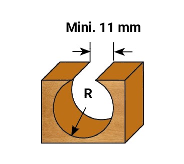 Mèche à profiler HW Brasé Boule R12.7 Ø25.4 LC.24 LU.24 LT.70 Q12 Z2 Rot.Droite 