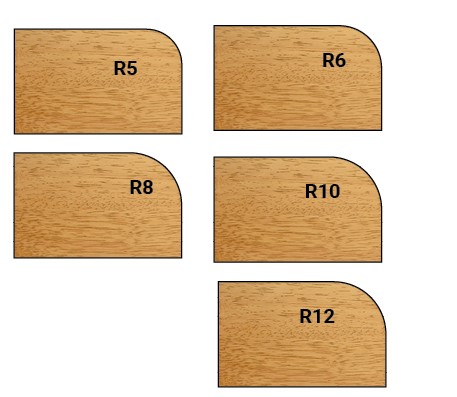 Mèche à profiler HW Brasé 1/4 de rond R12 Ø43 LC.18 LU.18 LT.56 Q8 Z2 Rlmt.à l'extrémité Rot.Droite 