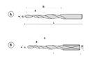 Mèche à percer étagée Acier Cr-V Débouchant Ø5.8 LU.18 Ø2=6.7 LU2=40 LT.155 Q6.7 Cylindrique Z2 Rot.Droite Fiche N°13