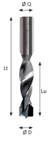 Mèche à percer Diamant Borgne Ø6 LU.28 LT.57.5 Q10 Méplat Z2 Rot.Droite 