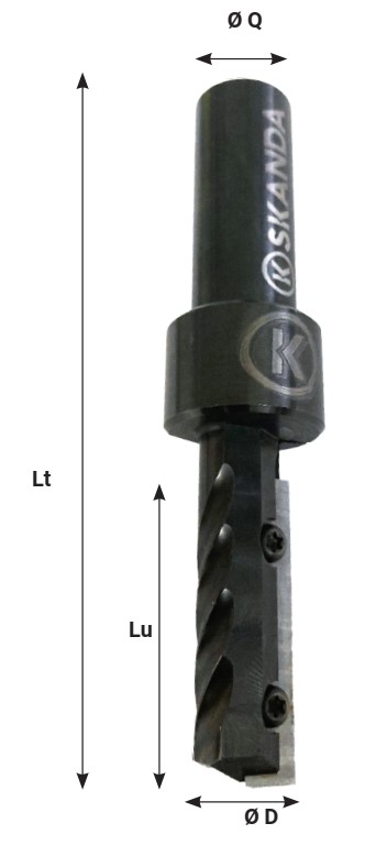 Mèche à défoncer   à plaquettes HW   Finition  Ø 18  LC. 50  LU. 50  LT. 125  Q 20 Z 1+1   Coupe neutre  Rot. Droite