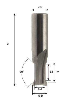 Mèche à profiler HWM Bord de table Chanfreins 45° Ø16-10 LC.10 LU.16 LT.70 Q16 Z3 Neutre Rot.Droite 