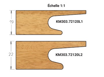 Mèche à profiler à plaquettes HW Prise de doigt Ø120 LU.19 LT.86 Q20 Z2 Biaise positive Rot.Droite 