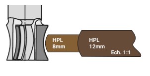 Mèche à profiler Diamant Bord de table Rayon R18 Ø22-16 LC.20 LU.20 LT.80 Q20 Z3 Neutre Rot.Droite 