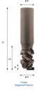 Mèche à défoncer Diamant ( H=4.5) Finition Ø25 LC.58 LU.58 LT.130 Q25 Z2+2 Hél. Positive/Négative (LP=8) Rot.Droite - Corps Acier ULTRA-BIAISE 54°
