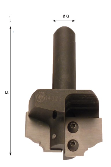 Mèche à profiler   à plaquettes HW   MULTIPROFIL   Type 3  Ø 62  LU. Section 25x18  LT. 98.5  Q 20  Z 2   Neutre  Rot. Droite 