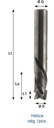 Mèche à défoncer HWM+XB Finition Ø16 LC.52 LU.52 LT.100 Q16 Z3+3 Hél. Positive/Négative (LP=9) Rot.Droite
