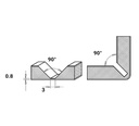 Mèche à profiler   HW Brasé   Folding   90° + Plat 3mm  Ø 18  LC. 8  LU. 8  LT. 60  Q 8  Z 2  Rot. Droite ALUCOBOND