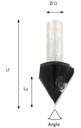 Mèche à graver à plaquettes HW Pointe 60° Ø26 LC.23 LU.23 LT.61 Q12 Z1 Neutre Rot.Droite 