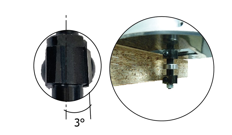 Mèche à affleurer   à plaquettes HW  Ø 22  LC. 46  LU. 30 - 45  LT. 90  Q 8  Z 2  Rlmt. central   Neutre  Rot. Droite 