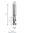Mèche à défoncer Diamant ( H=2.5) Finition Ø16 LC.25 LU.25 LT.85 Q16 Z2+2 Hél. Positive/Négative Rot.Droite - Corps Acier inox