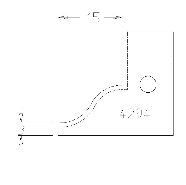 PLAQUETTE CONTRE PROFIL DOUCINE SIMPLE DE 15MM T.DESSUS