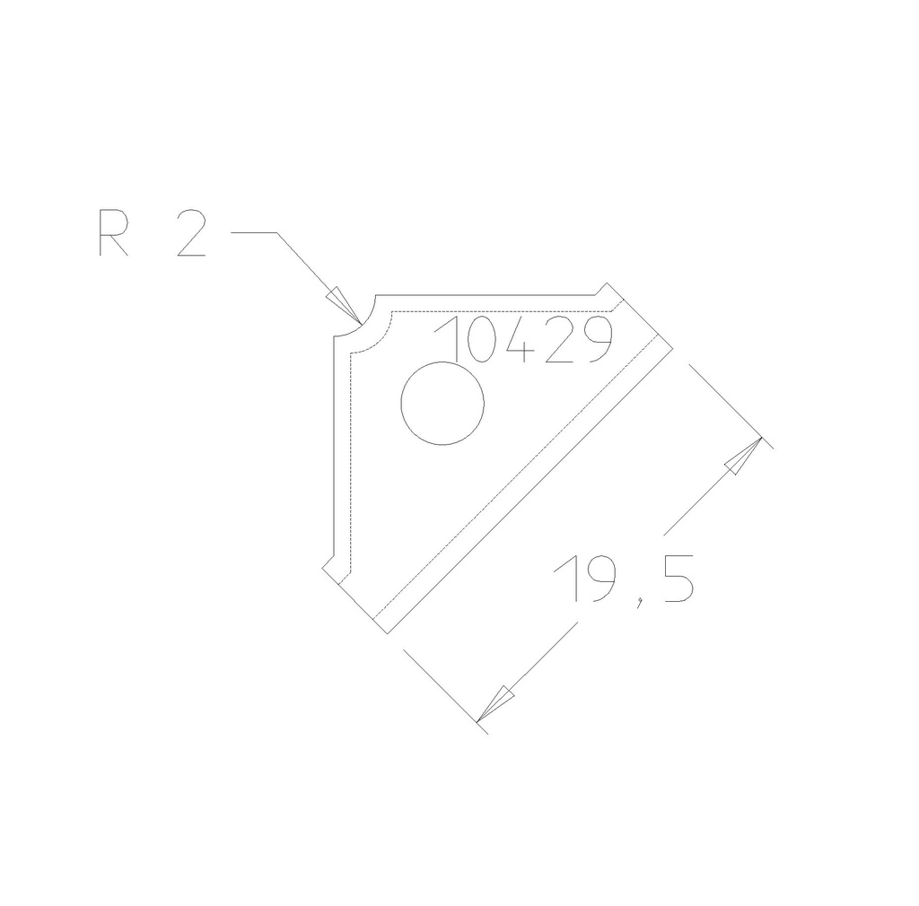 Plaquette 1/4 R2 19.5x12x1.5 mm