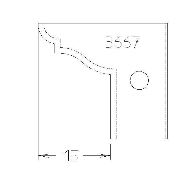 PLAQUETTE CONTRE PROFIL DOUCINE A BAGUETTE DE 15MM T.DESSOUS