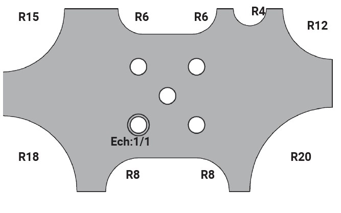 Jeu de 2 déflecteurs Rotoprofil   1/4 de rond R4-6-8-12-15-18-20   pour P.O. O40.03 