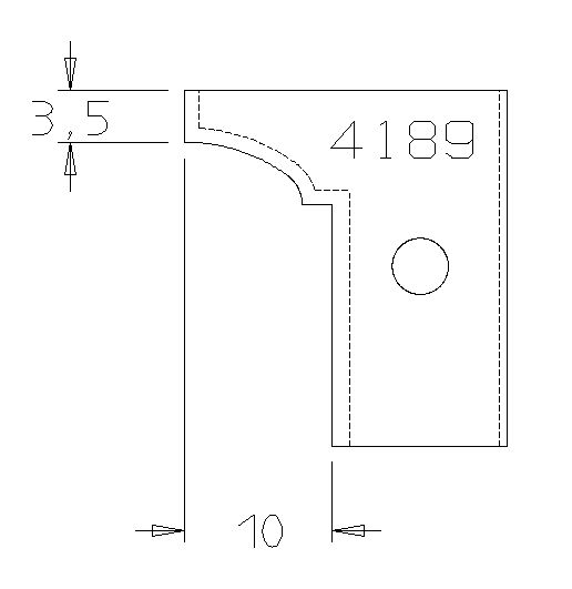 PLAQUETTE CONTRE PROFIL CONGE +CARRE CARRE 3.5MM T.DESSOUS