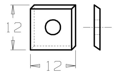 Plaquette Carbure 12x12x1.5 Z2 1 trou Réversible