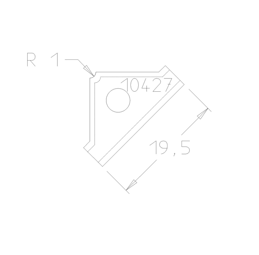 Plaquette 1/4 R1 19.5x12x1.5 mm