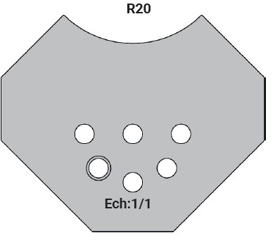 Jeu de 2 plaquettes de rechange Rotoprofil   HW   1/4 de rond R20   pour P.O. O40.03 