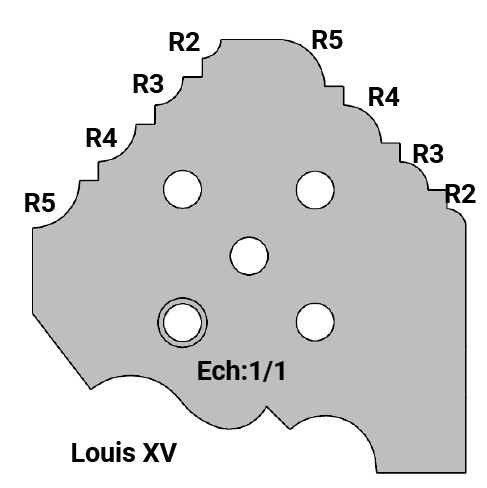 Jeu de 2 plaquettes de rechange Rotoprofil   HW   Louis XV + 1/4 de rond/Congé R2-3-4-5   pour P.O. O40.03 