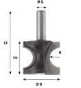 Mèche à profiler   HW Brasé   1/2 rond   R5  Ø 21  LC. 18  LU. 18  LT. 48  Q 8  Z 2  Rot. Droite 