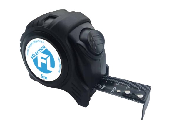 Mètre ruban noir 5m Rés.1mm Larg.25mm FL