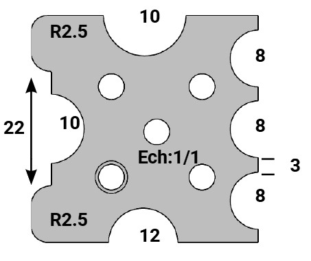 Jeu de 2 déflecteurs Rotoprofil   Astragale + 1/2 rond R4-5-6 + Congé R2.5   pour P.O. O40.02MAN 