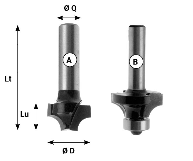 Mèche à profiler HW Brasé 1/4 de rond R15 Ø42 LC.21 LU.21 LT.73 Q12 Z2 Rot.Droite 
