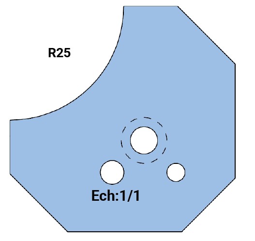 Jeu de 2 déflecteurs Rotoprofil   1/4 de rond R25   pour P.O. O40.01 