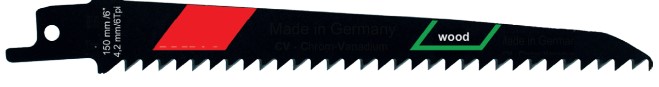 Carte de 5 lames de scie sabre   Acier CrV  Dent. Fraisée ondulée  LU 130  Pas  4.2   Universelle (en S) 