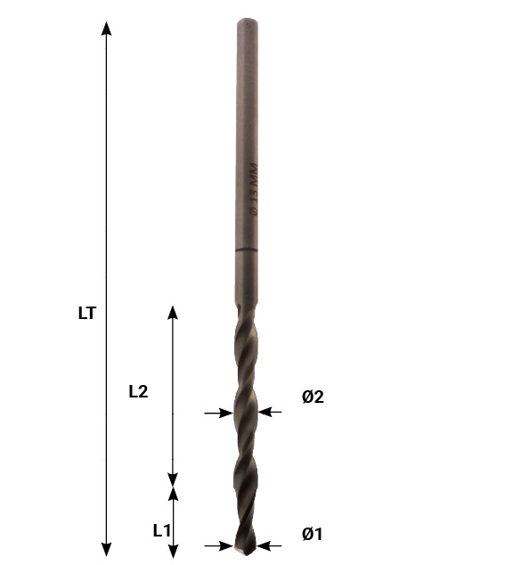 Mèche étagée pour paume visser N°13 ø 5.8/6.7 LG.155