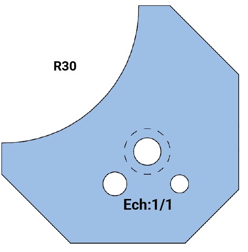 Jeu de 2 plaquettes de rechange Rotoprofil   HW   1/4 de rond R30   pour P.O. O40.01 
