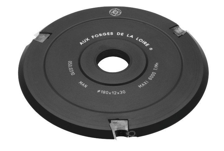 P.O. à profiler   à plaquettes HW   Elégie + chanfrein  Ø 180  LU. 12  d 50  Z 3 