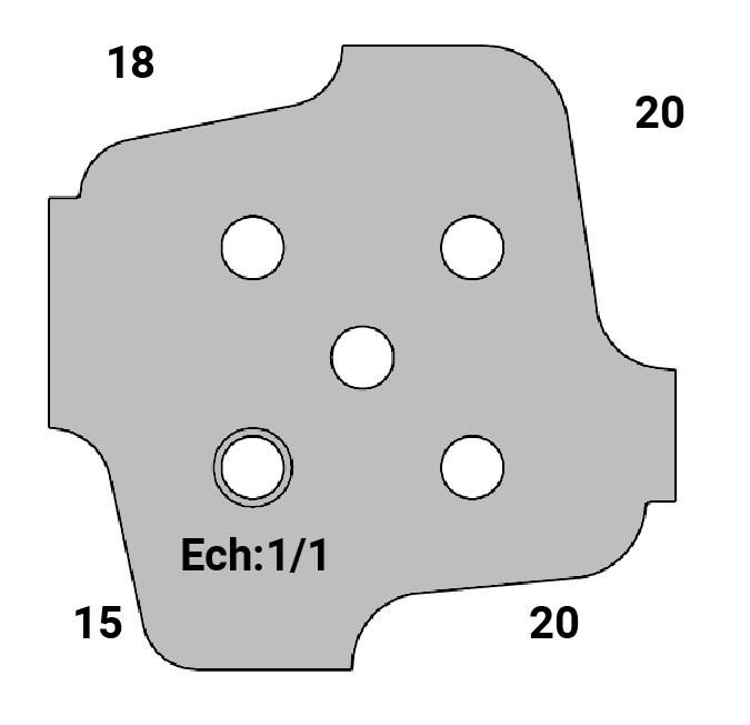 Jeu de 2 déflecteurs Rotoprofil   Louis Philippe - 4 profils simples 15-18-20   pour P.O. O40.01 