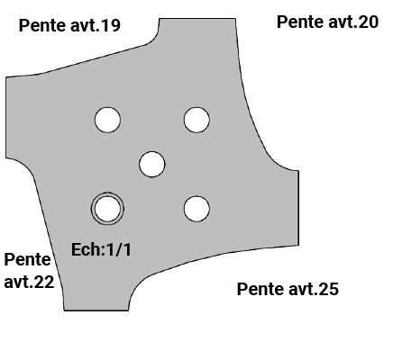 Jeu de 2 déflecteurs Rotoprofil   Profils de porte - Pentes avt. 19-20-22-25   pour P.O. O40.02MAN 