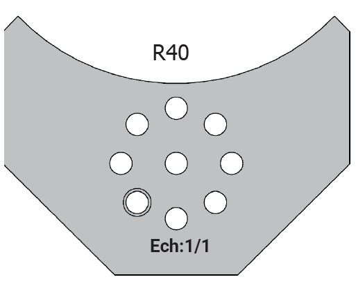 Jeu de 2 déflecteurs Rotoprofil   1/4 de rond R40   pour P.O. O40.02MAN 