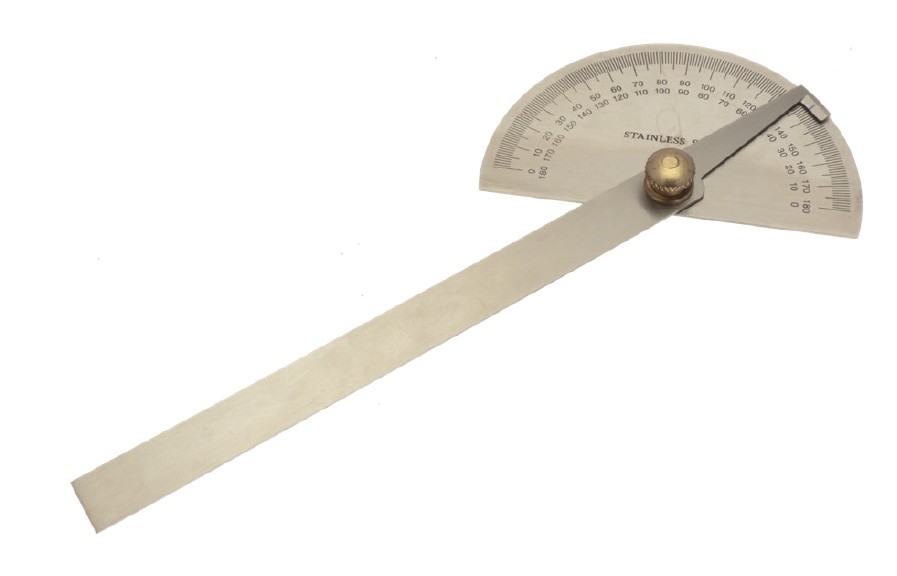 Rapporteur d'angle acier Inox à réglette simple 0-180° Rés.1° L=150mm