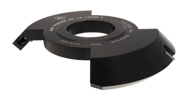 P.O. brise-arête complémentaire à plaquettes HW Chanfrein 45° Ø178 LU.10 d50 Z2 Rot.Droite Tr.Dessus