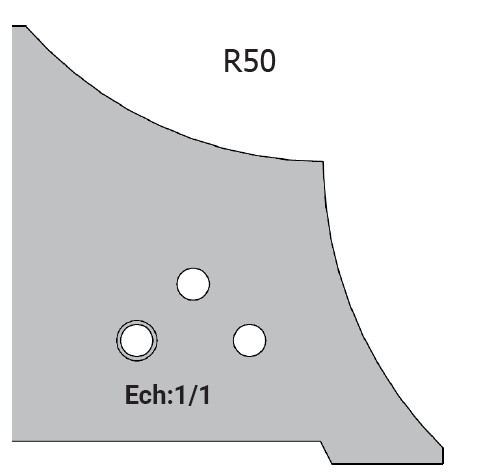 Jeu de 2 déflecteurs Rotoprofil   1/4 de rond R50   pour P.O. O40.02MAN 